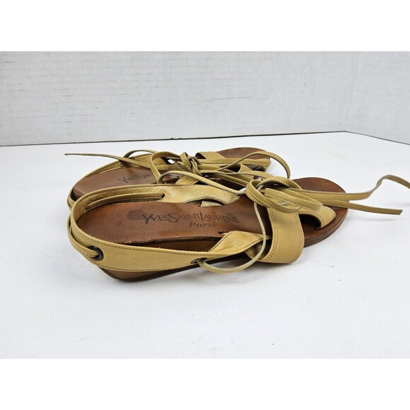 Yves Saint Laurent YSL Leather Strappy Gladiator Sandals Size S - Picture 7 of 8